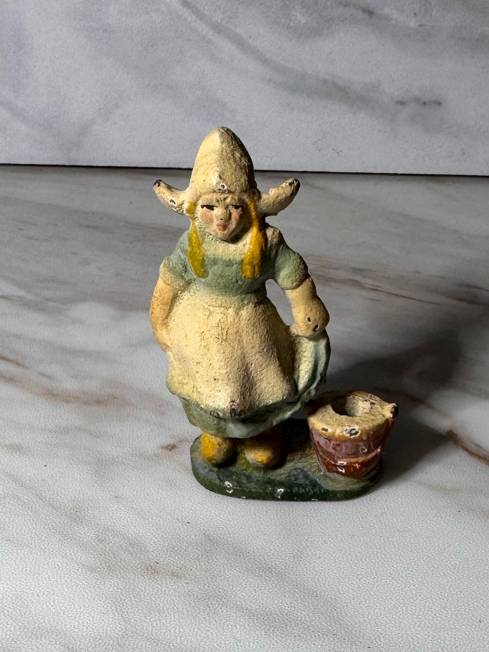 Vintage Miniature Dutch Girl Figurine Candle Holder Folk Art 3”